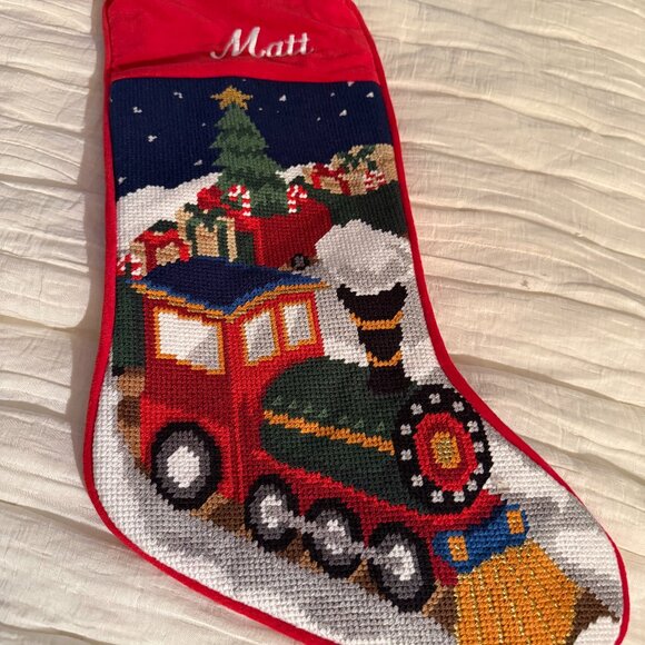 Embroidered Red Velvet Christmas Stocking for Matt, Matthew, Matthais, NWOT - Picture 1 of 4